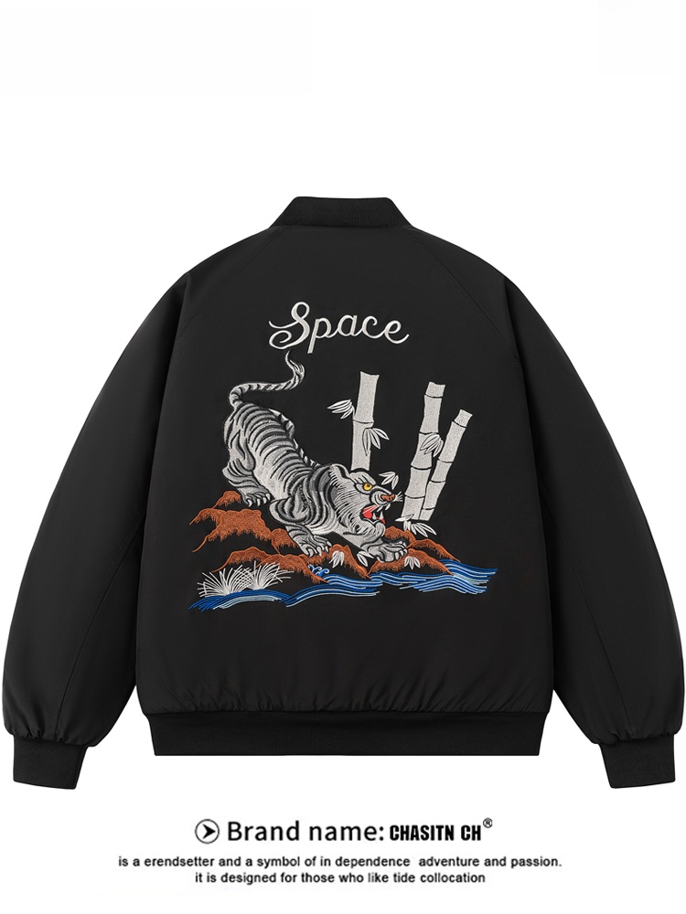 Street Fashion Couple - Thickened Embroidered Cotton Jacket Men's Winter