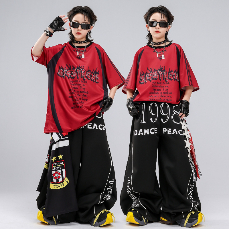 Street Fashion Kpop - Hip Hop K-pop Red T Shirt