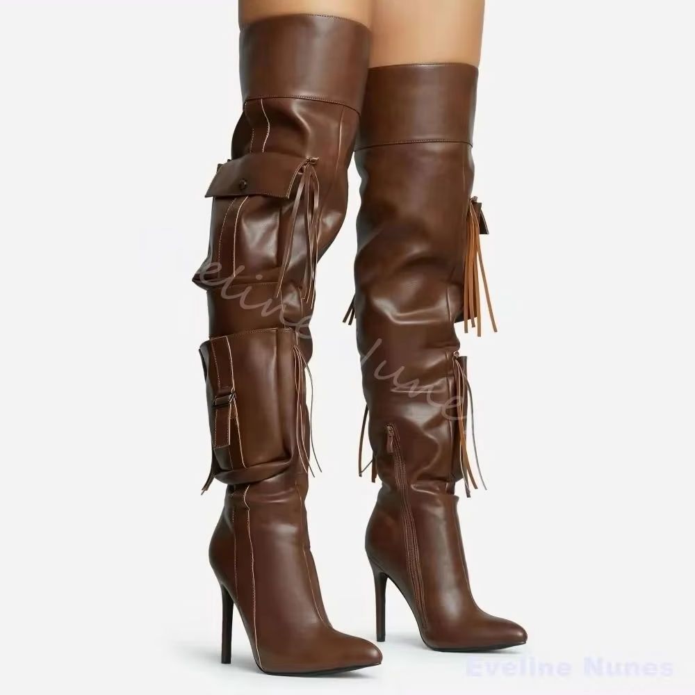 brown Tassel Over The Knee Boo - Street Fashion Rome 2026 recension och pris