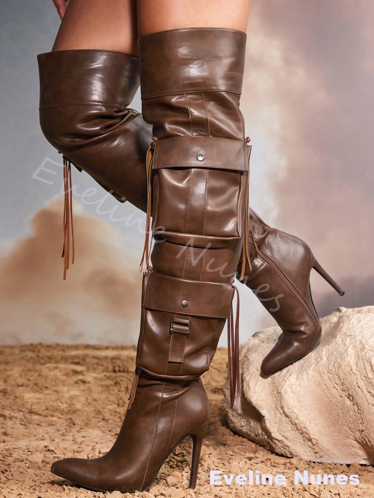 brown Tassel Over The Knee Boo - Street Fashion Rome 2026 recension och pris