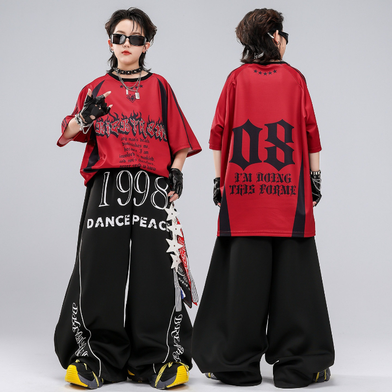 Hip Hop K-pop Red T Shirt Bagg - Street Fashion Kpop recension och pris