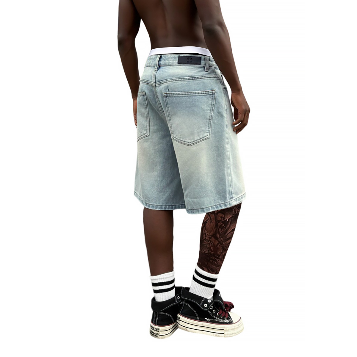 Metal Buckle Short Baggy Jeans - Street Fashion Jeans recension och pris