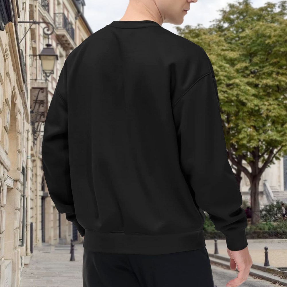 Men's Black Crew Neck Loose Sw - Street Fashion In London recension och pris