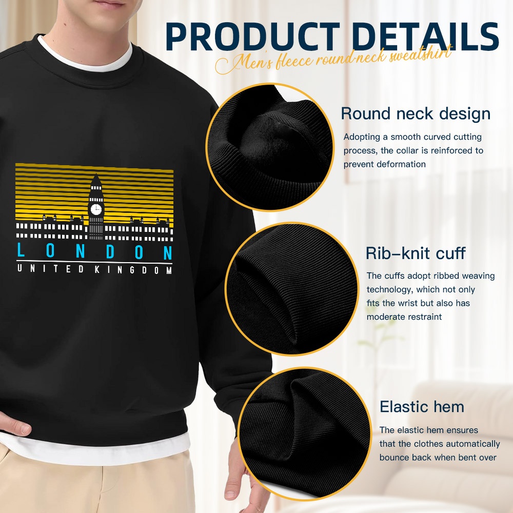 Men's Black Crew Neck Loose Sw - Street Fashion In London recension och pris