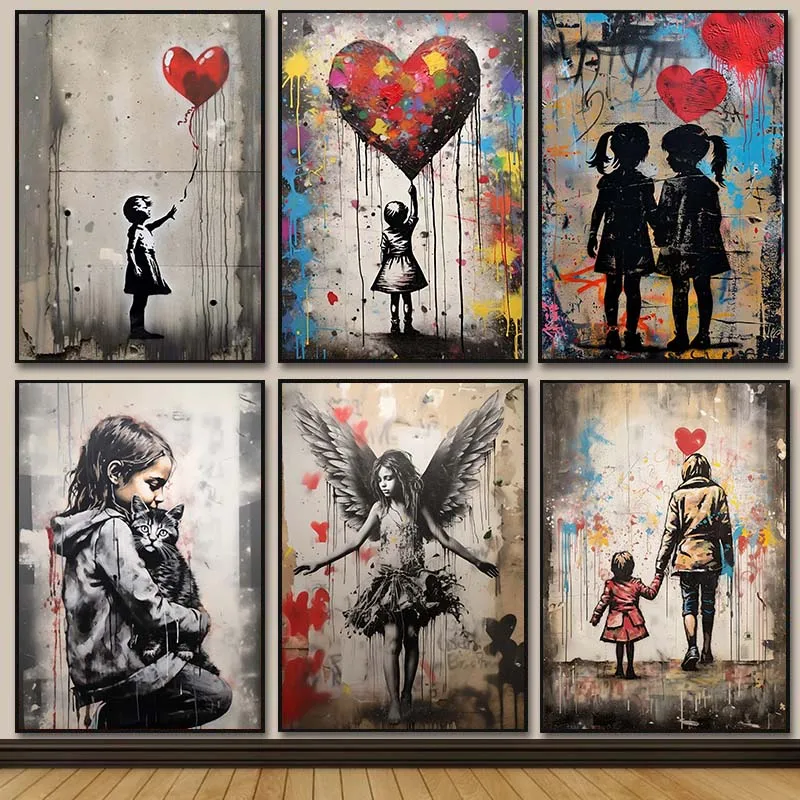 Banksy Graffiti Boy Girl with  - Street Fashion Poster recension och pris